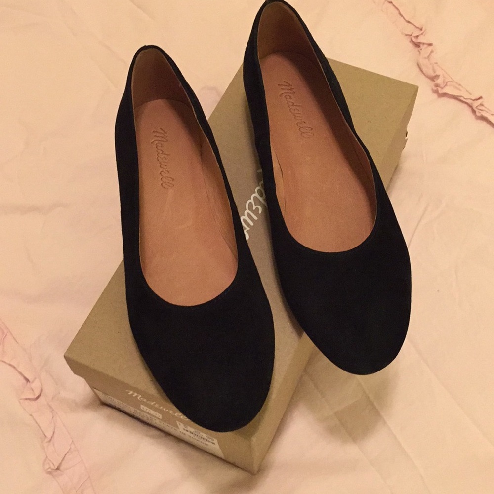Madewell Leia Ballet Flat in black suede BNIB